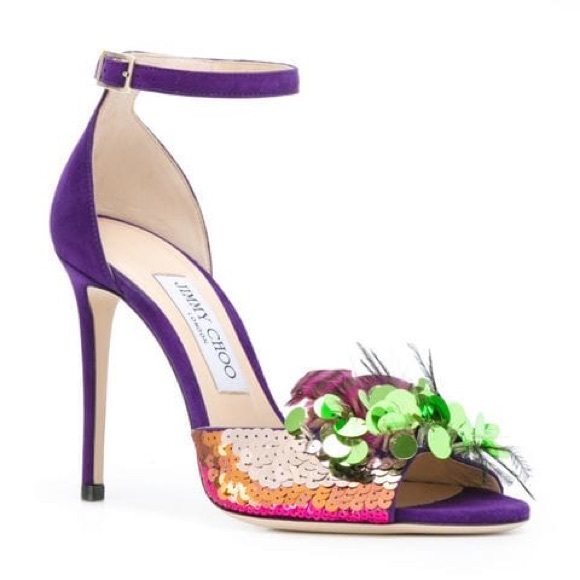 Jimmy Choo Shoes - Jimmy Choo Annie Sequin & Feather Embellish Sandal